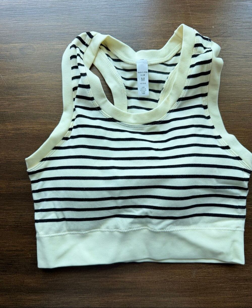Striped Ribbed Seamless Crop Tank Top Racerback Sports Bra Athletic Gym Medium